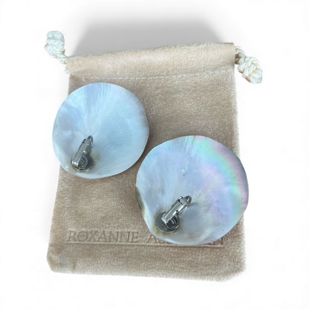 Abalone Shell Clip On Earrings - Picture 3 of 4